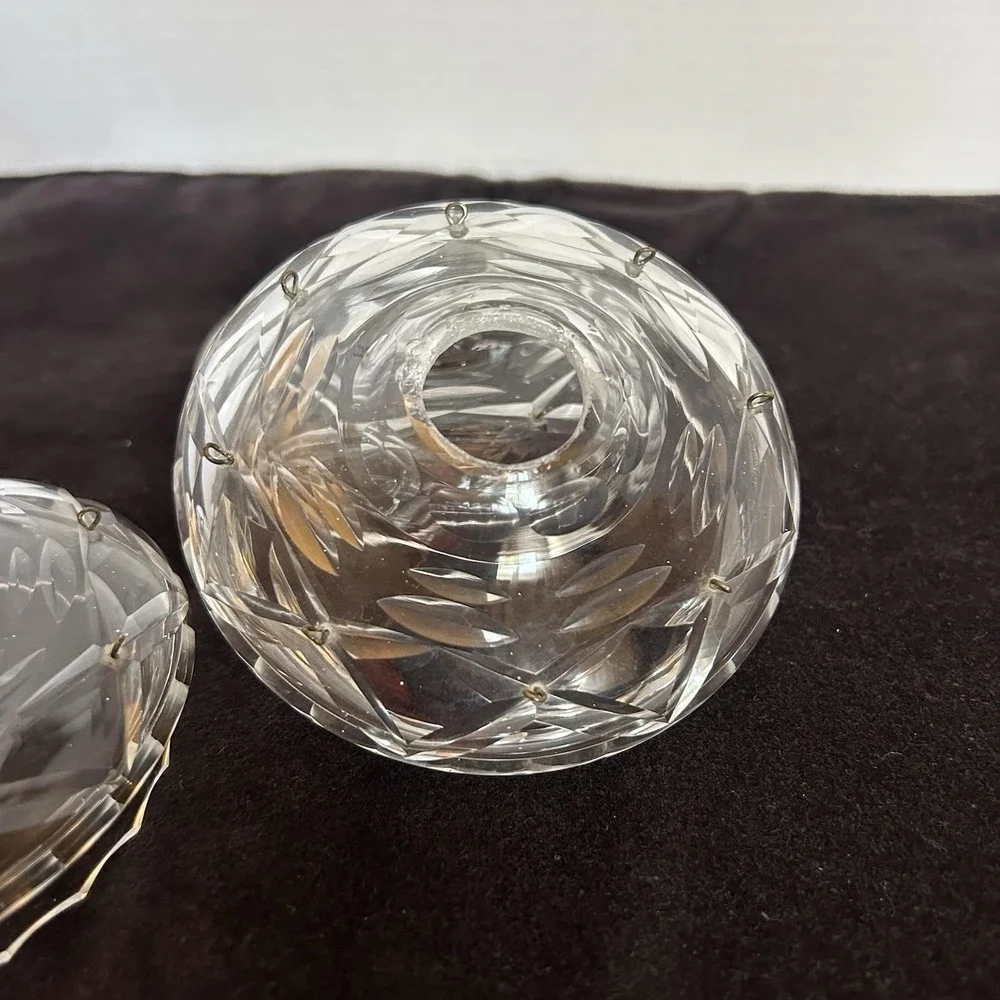3 Cut Crystal Chandelier Bobeche Drip Pans 8 Prism Loops Replacement Vtg Antique